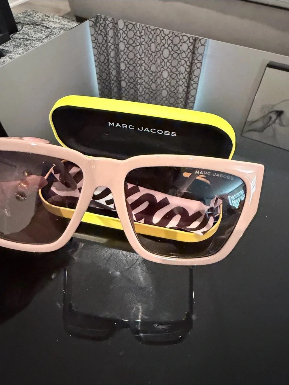 Marc Jacobs Tan Square Sunglasses with Brown Lenses